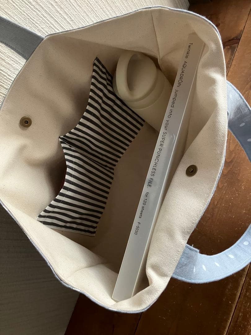 KEMA24さま専用 リトアニアリネンそらいろドットのコロンとトートバッグ 大