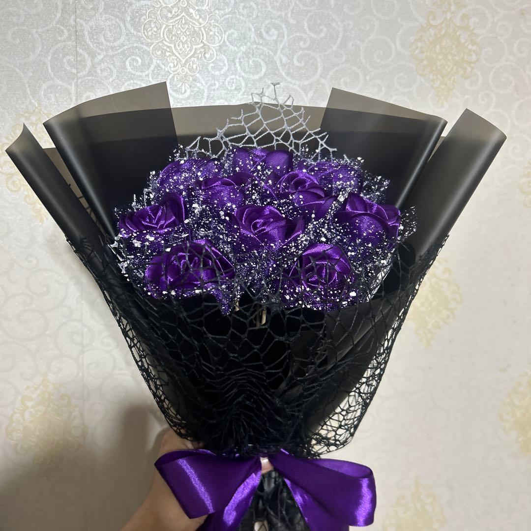 10本濃い紫バラブーケ　プレゼント お祝い 枯れない花 永生薔薇　特別な人へ
