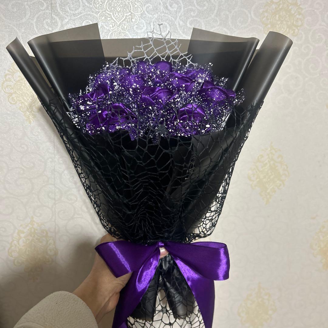 10本濃い紫バラブーケ　プレゼント お祝い 枯れない花 永生薔薇　特別な人へ