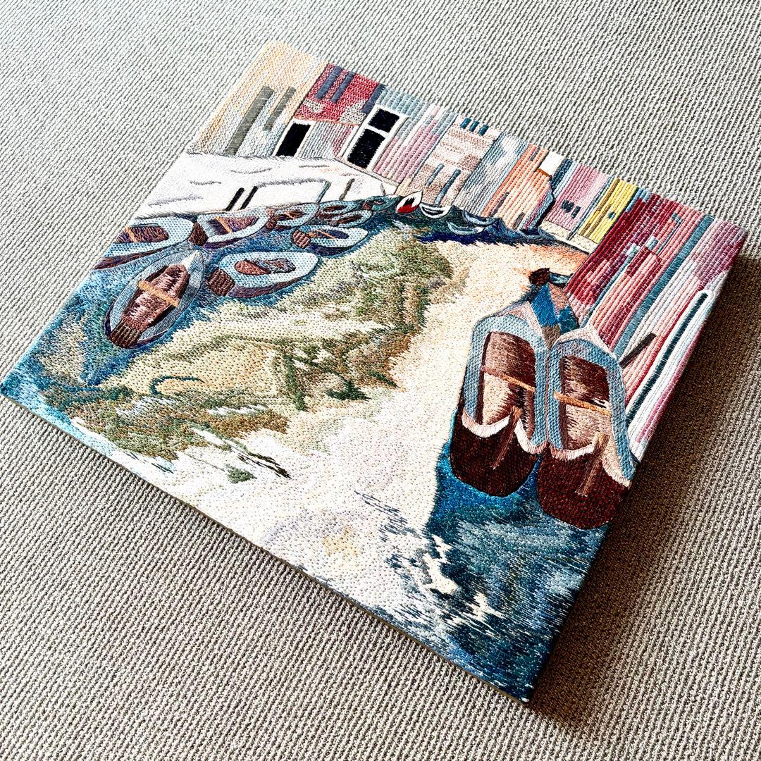 刺繍 刺繍アート インテリア ハンドメイド 風景画 イタリア ベネツィア 立体