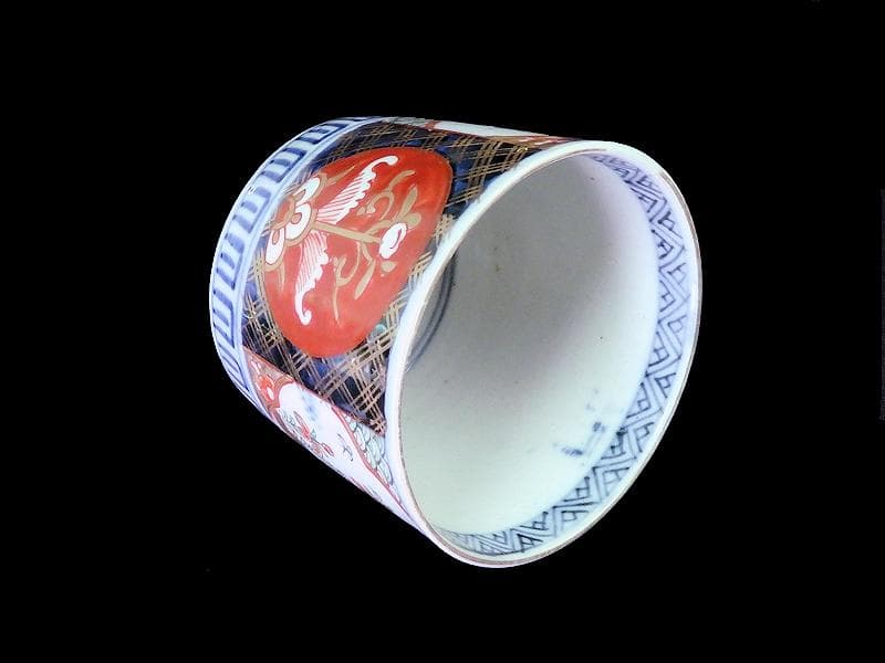 古伊万里　色絵　花に蝶の図　蕎麦猪口　B096AS-CSs