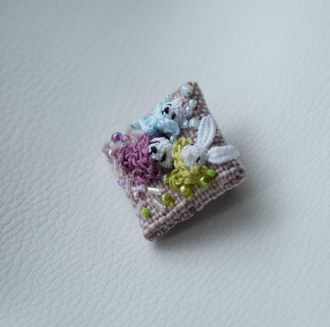 ぱんださん ❉ くまさん ❉ うさぎさんの刺繍ブローチ ハンドメイド