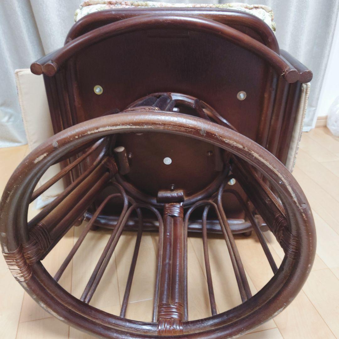 未使用 ラタン 回転椅子 　萩原 　ハイタイプ 籐