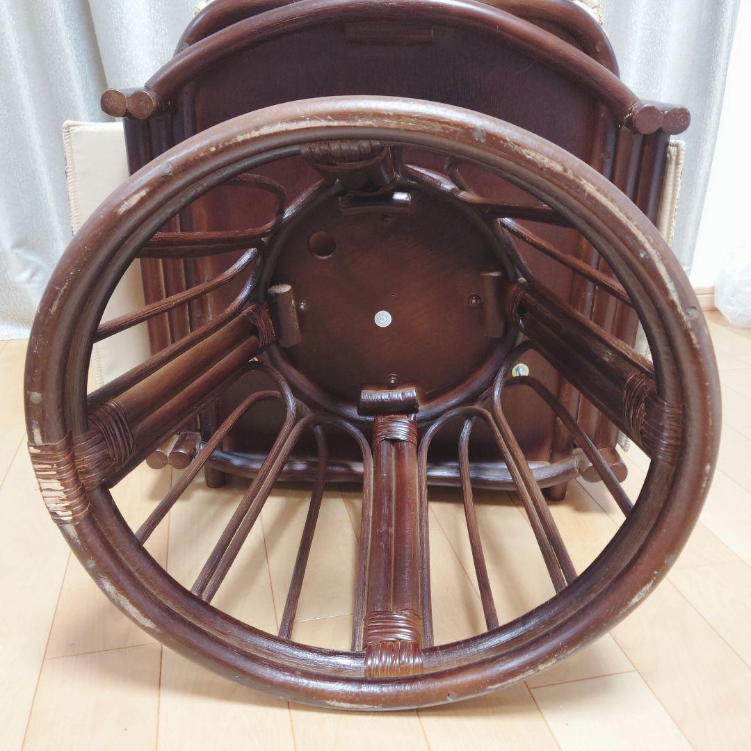 未使用 ラタン 回転椅子 　萩原 　ハイタイプ 籐