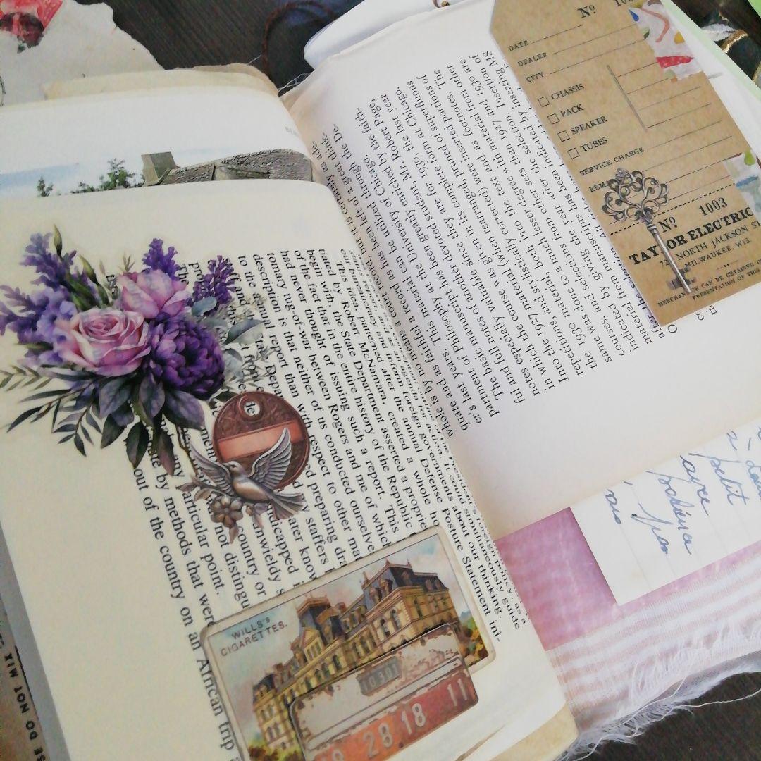 植物とヴィンテージのジャンクジャーナル2冊セット雑記帳　ブロカント　アンティーク