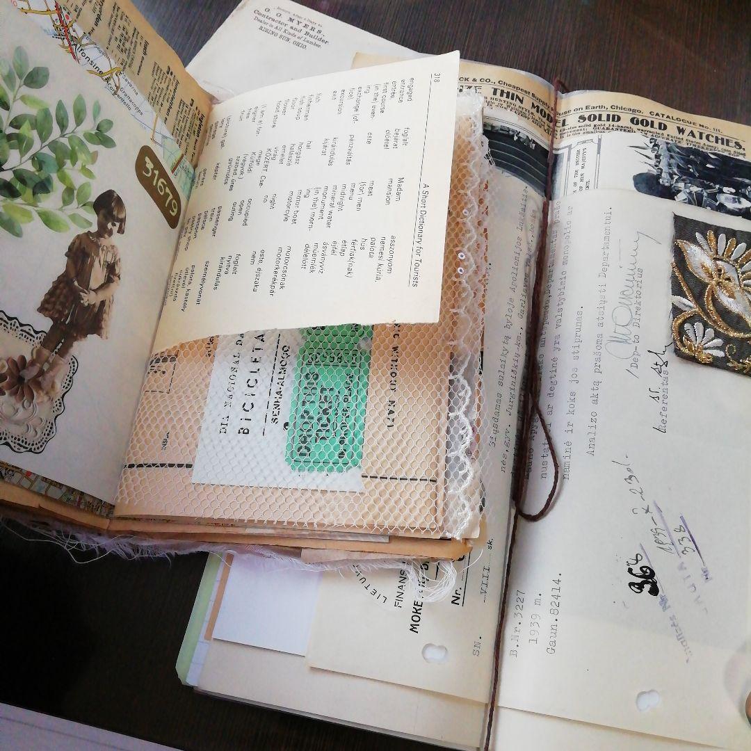 植物とヴィンテージのジャンクジャーナル2冊セット雑記帳　ブロカント　アンティーク