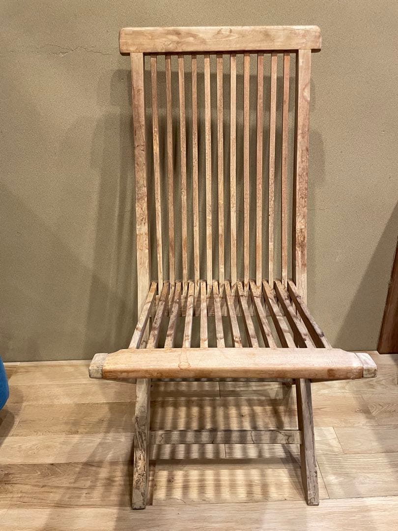 無垢スラットデザイン折りたたみ椅子　3脚セット