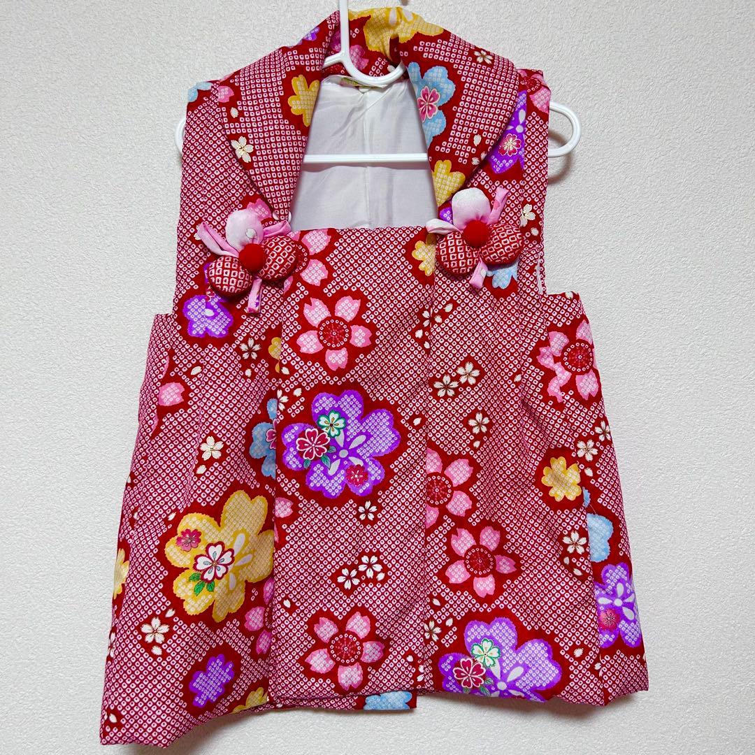 七五三　3歳　被布コートセット　鹿の子柄　絞り風