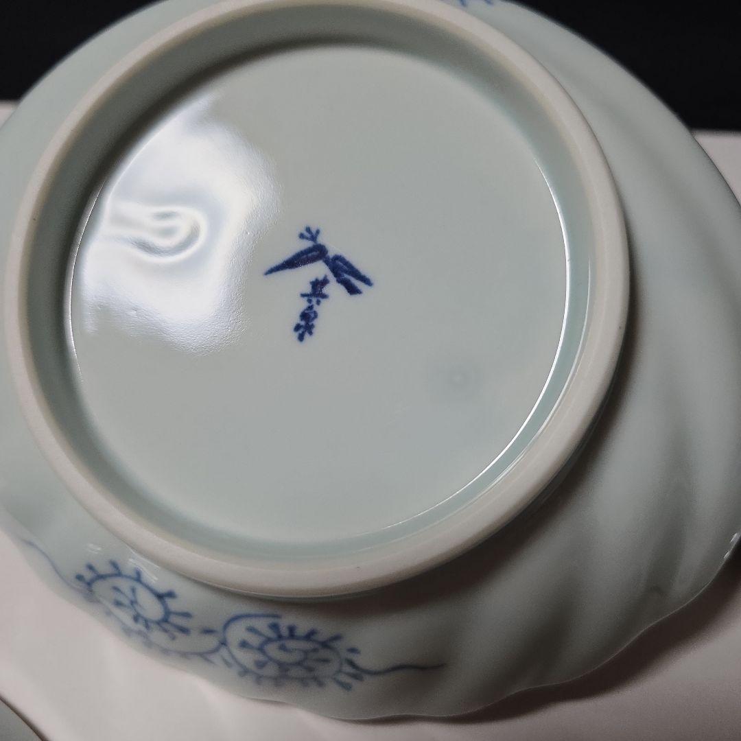 其泉窯 染付波山水鮑型銘々皿 5枚