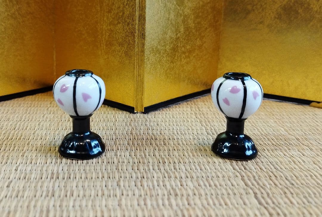 再値下げ【新品・未使用】屏風・ぼんぼり付き　信楽焼　雛人形　ひな祭り