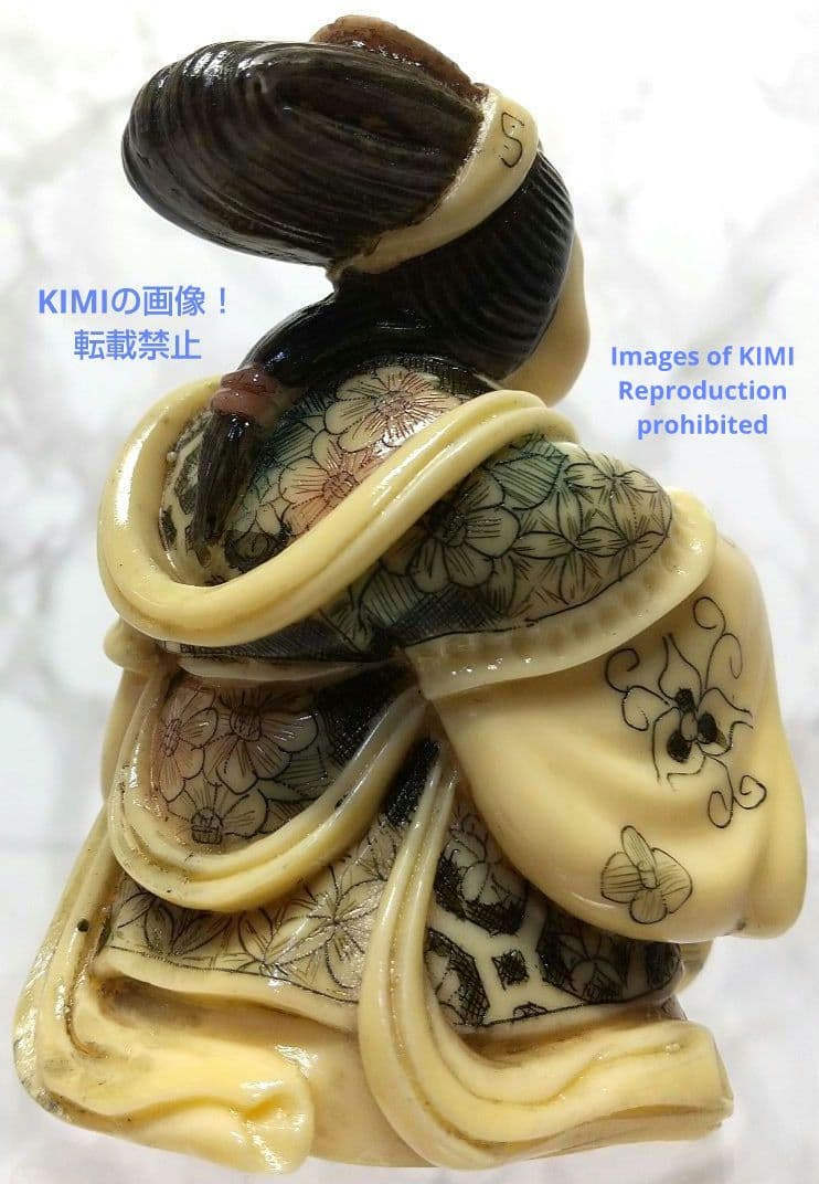 置根付 弁財天 七福神 極細工 在銘 雅俊 Netsuke 東洋彫刻 精密 彫刻