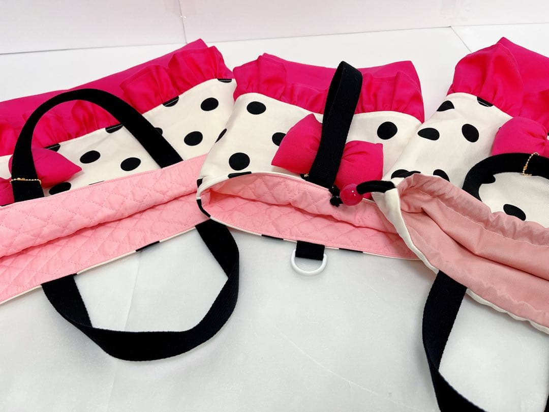 入園入学準備グッズ♡3点セット♡水玉♡でかリボン♡フリル♡