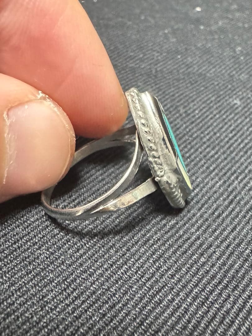 Vintage シルバー　インレイ　リング　指輪