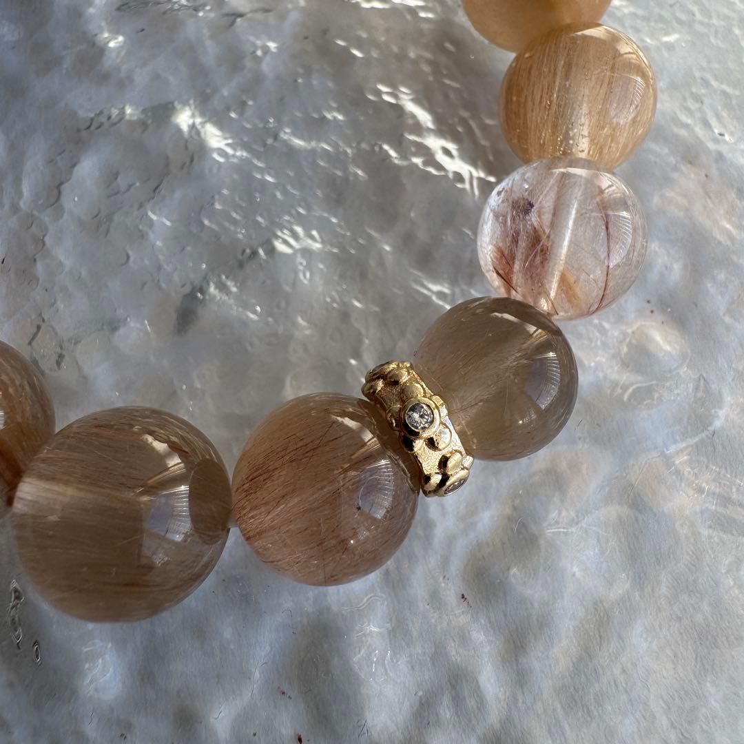 セール　一点物　天然石　ハンドメイドブレス　高品質　サゲニティッククォーツ