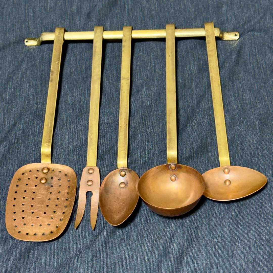 フランス アンティーク キッチンツール5点＋ハンガーセット