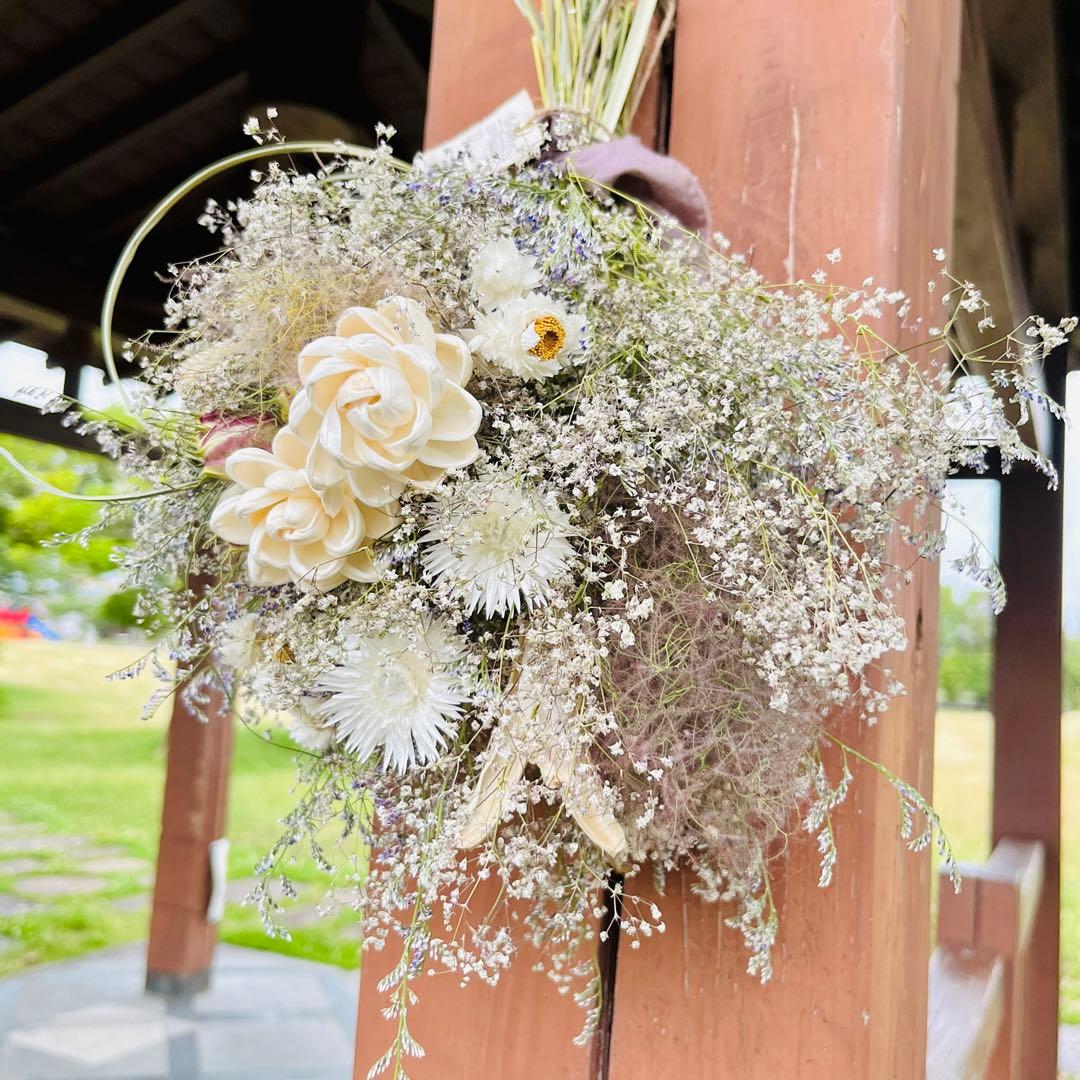 3way フライングリース 上向き　下向きスワッグ　吊り下げスワッグ　かすみ草