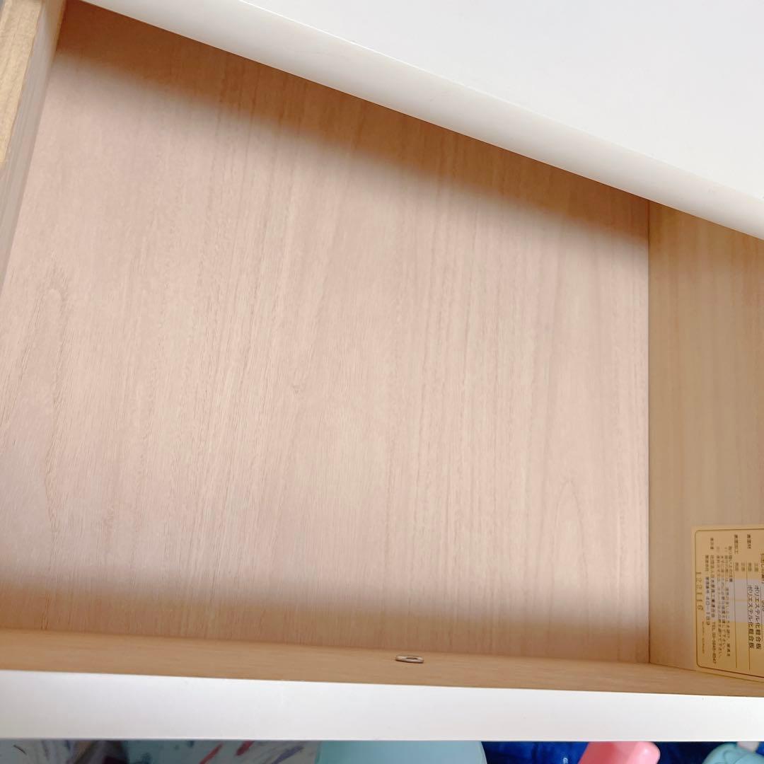 リボン柄 水色 白 チェスト タンス 4段 ファンシー レトロ ガーリー