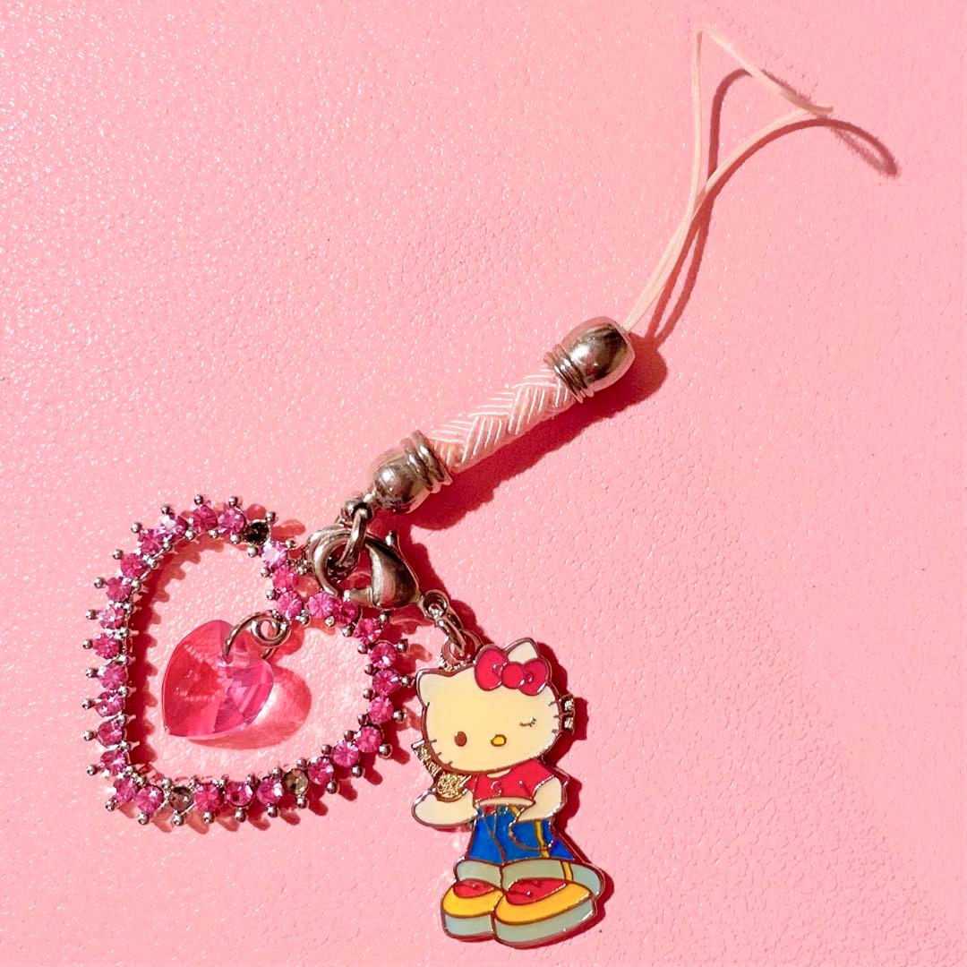 【当時物】 サンリオ ハローキティ メタルチャーム ストラップ 足長キティ