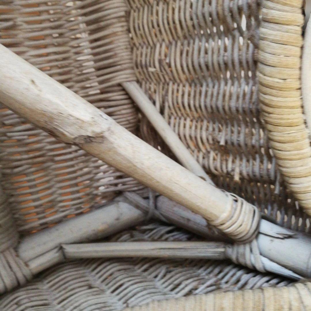 A ホワイトラタン編み込み椅子　籐家具