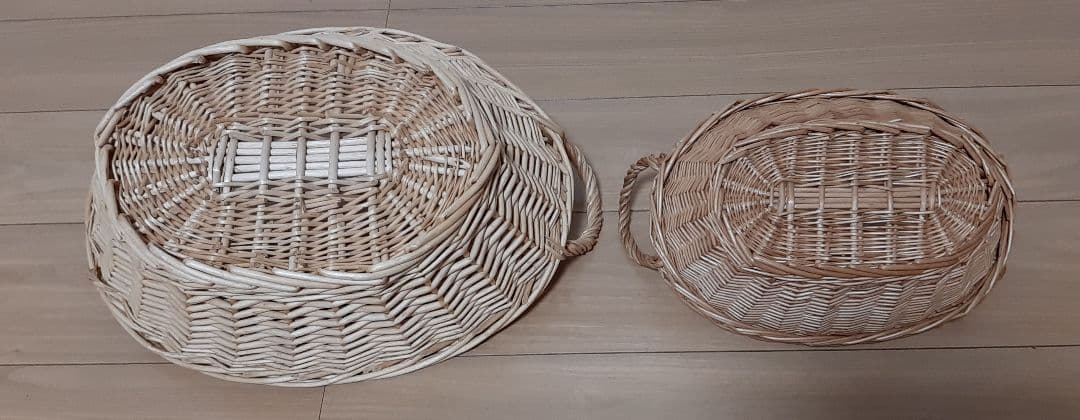 無印良品 ステンレスワイヤーバスケット　ラタン　藤　バスケット カゴ 収納雑貨