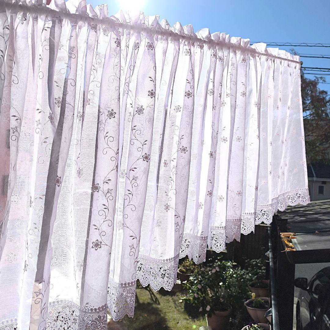 カフェカーテン【ルル様オーダー品　花柄刺繍レース】ハンドメイド