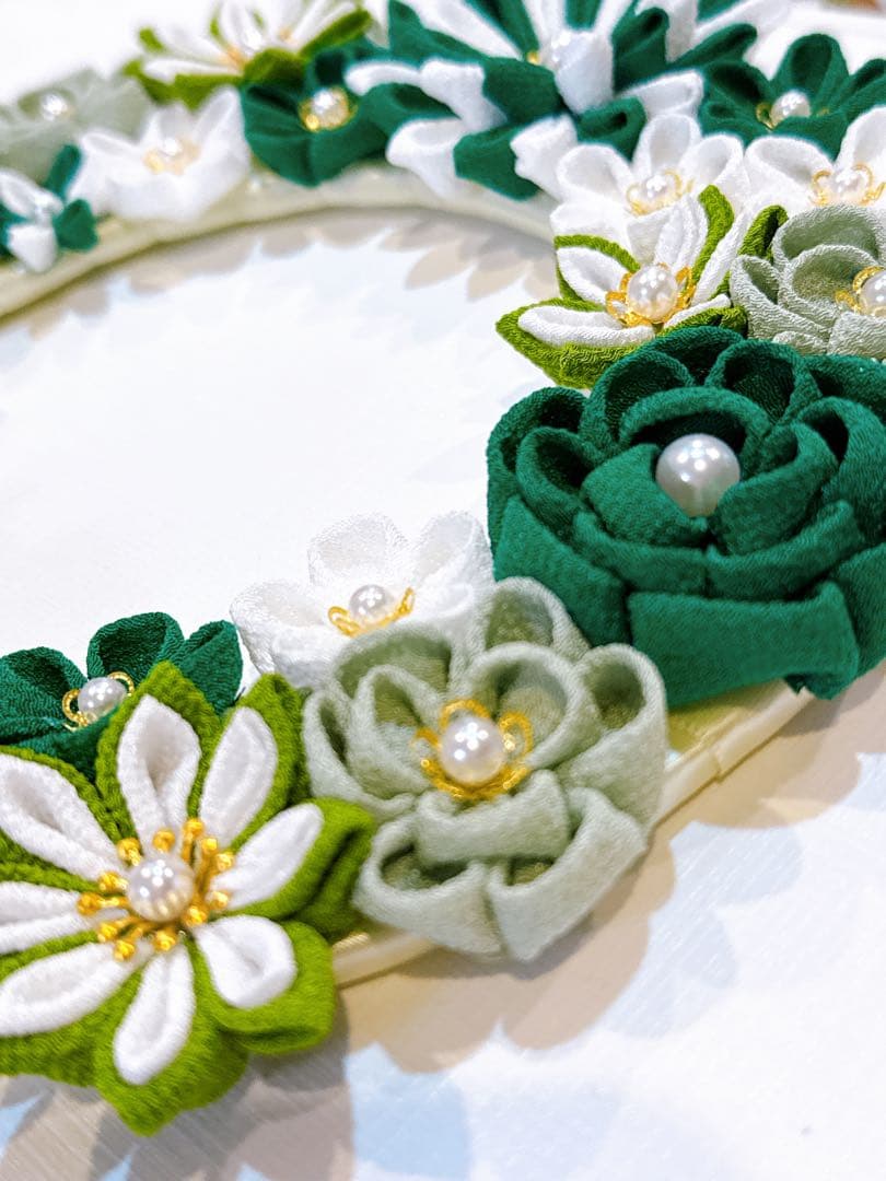 つまみ細工リース　No.69 ひまわりリース　向日葵