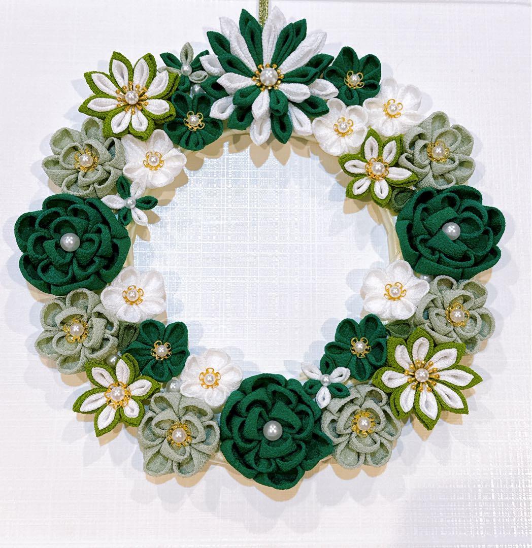 つまみ細工リース　No.69 ひまわりリース　向日葵