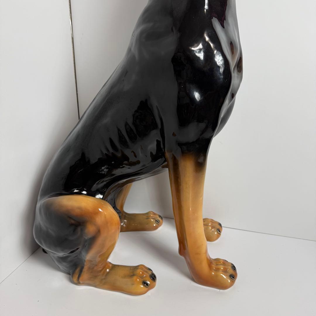 大型　ドーベルマン オブジェ　 置物 犬 陶器　ビンテージ　成犬