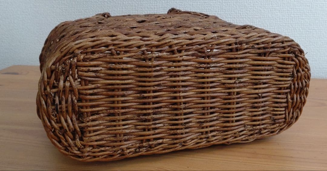 【美品】天然素材あけびブラウン編み込みトートバッグ
