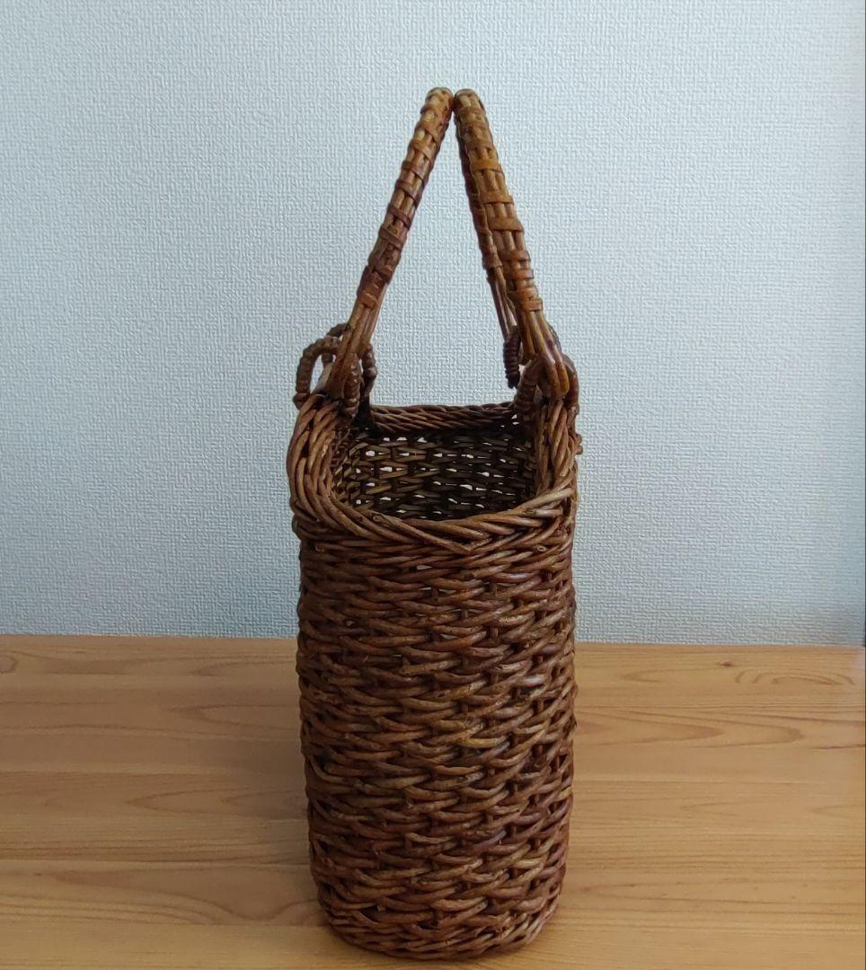 【美品】天然素材あけびブラウン編み込みトートバッグ