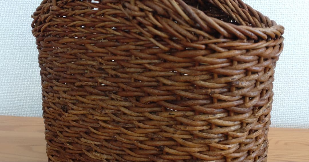 【美品】天然素材あけびブラウン編み込みトートバッグ