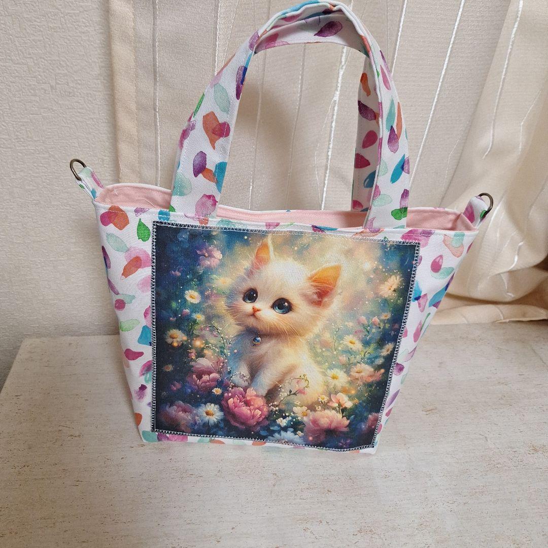 激レアパネル生地　ハンドメイド　ミニバック　布バスケット