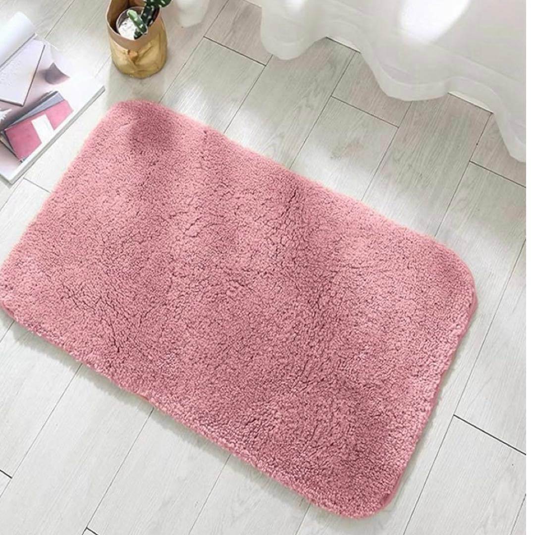 【バスマット】速乾 吸水 50×80cm ピンク 洗える 足拭きマット