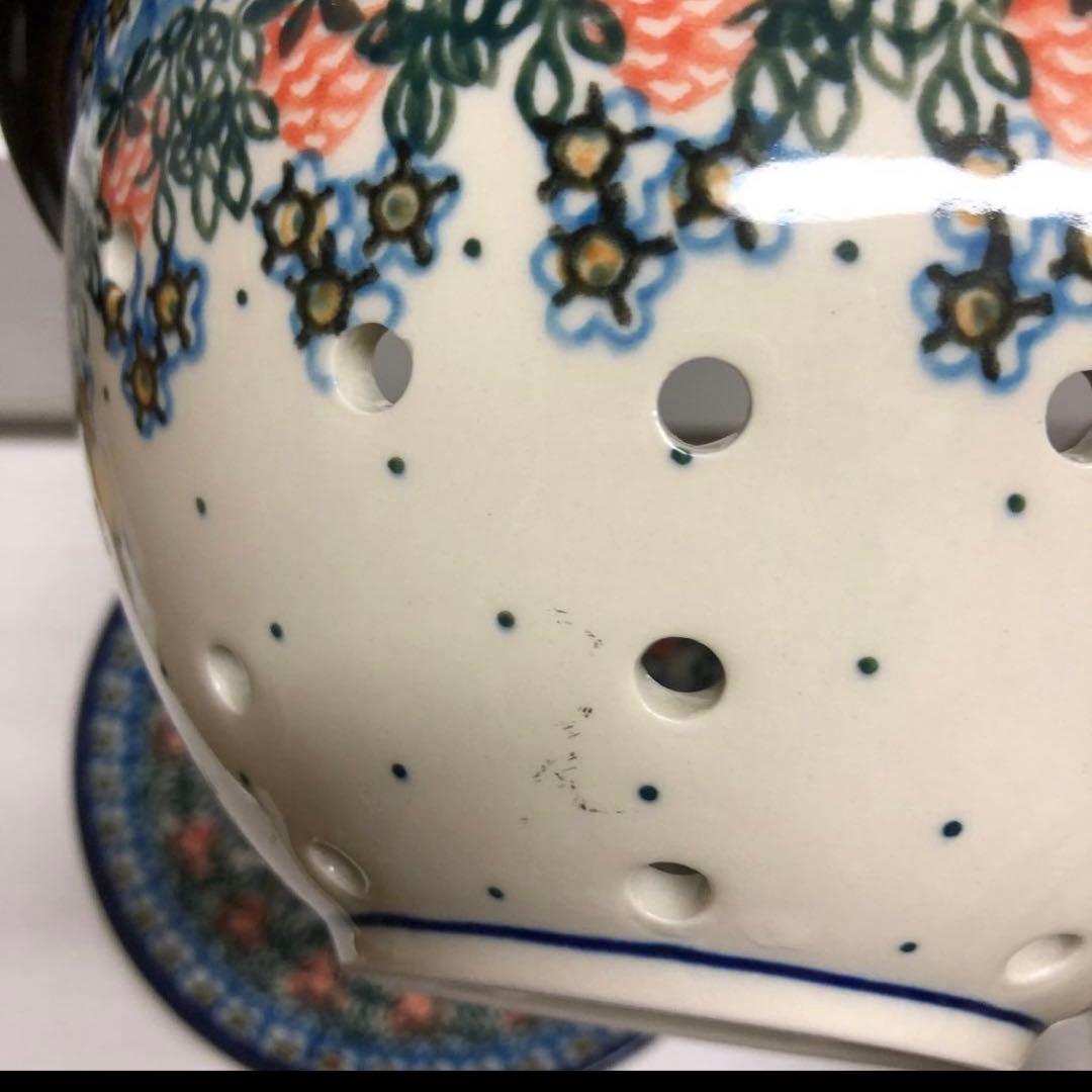 ポーリッシュポタリー　水切りボウル皿セット イチゴ　コランダー　ポーランド食器