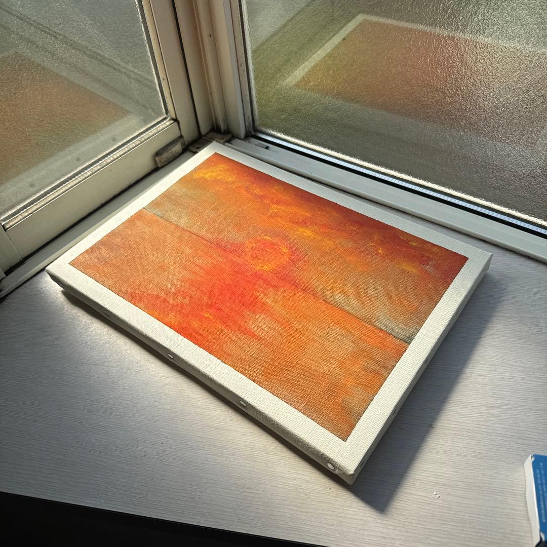 燃える夕陽　絵画