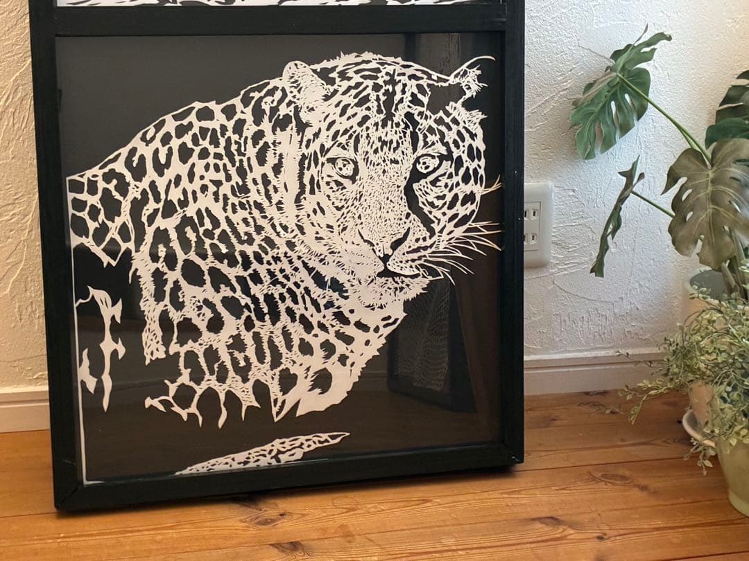 【ハンドメイド】切り絵 アート 虎&チーター　大きい　切り絵本体のみオーダー可能