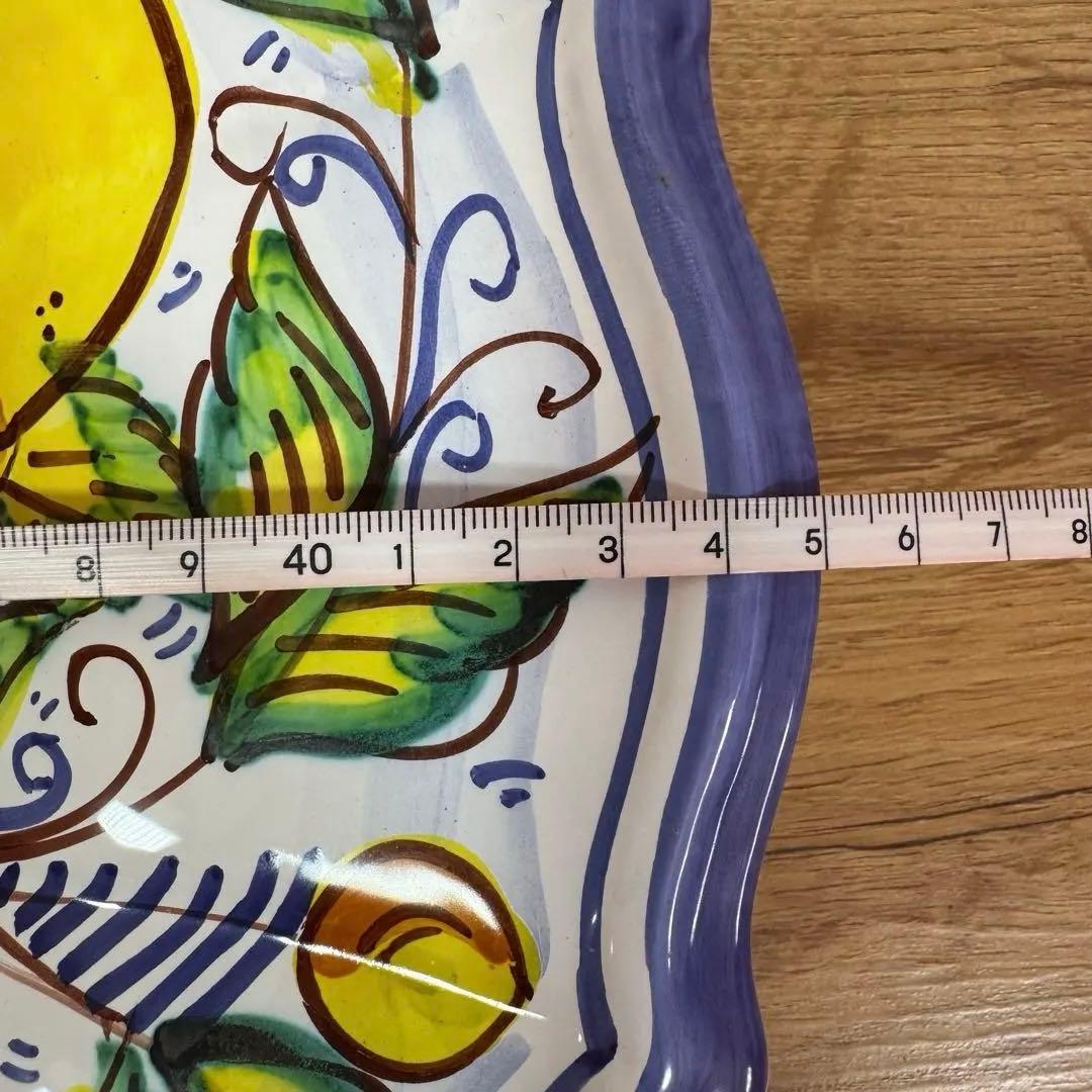【大型45cm】レモン柄 壁掛け 飾り皿 イタリア風 陶器 プレート