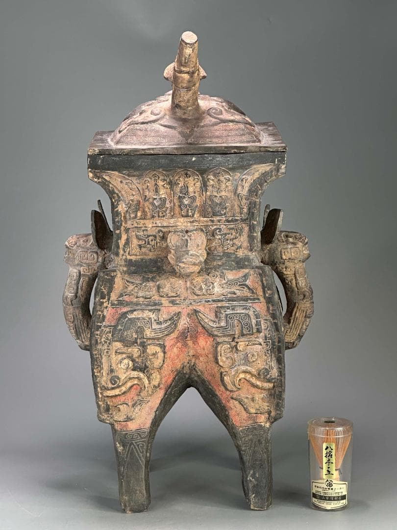 中国古陶器　戦国末〜漢代初期　 鼎形明器　青銅礼器　出土　時代　唐物　希少