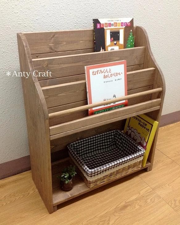 【サイズオーダー可】【引取可能】絵本棚（面出し3段+棚1段）幅64cmUN/UN