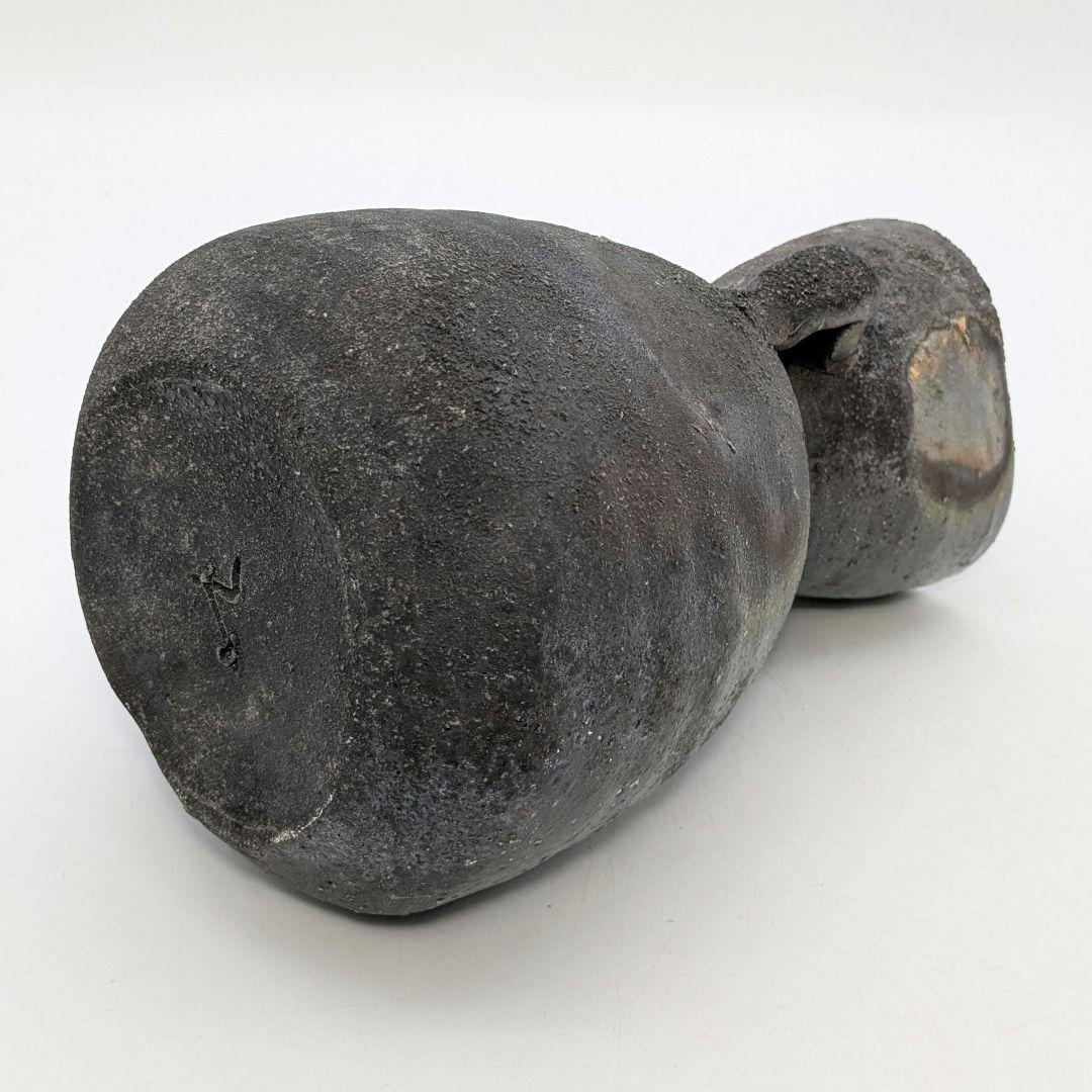 末石泰節 備前焼 窯変耳付花入 栞付き 花器 フラワーベース 花瓶 花生 置物