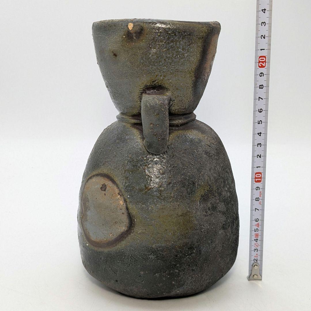 末石泰節 備前焼 窯変耳付花入 栞付き 花器 フラワーベース 花瓶 花生 置物