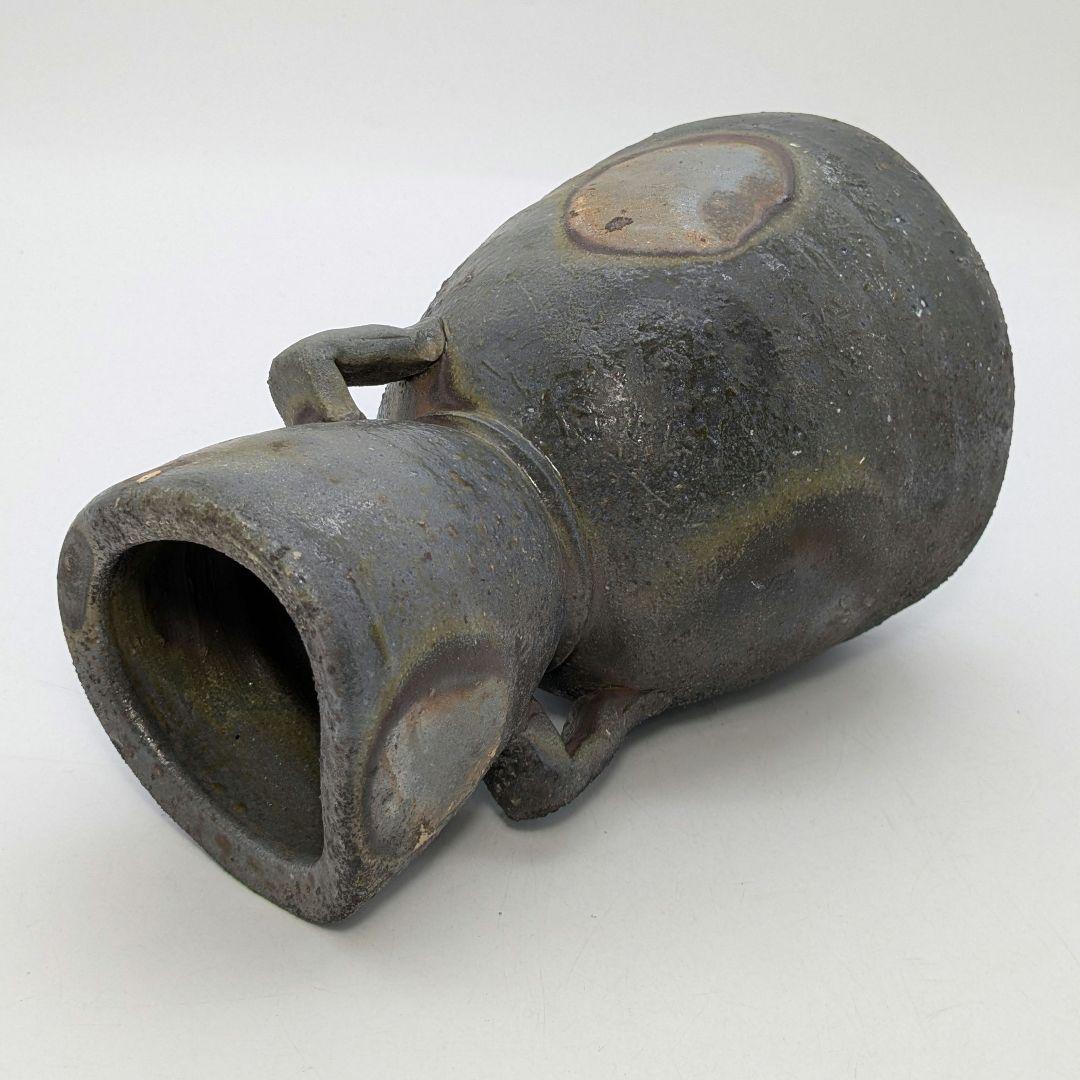 末石泰節 備前焼 窯変耳付花入 栞付き 花器 フラワーベース 花瓶 花生 置物