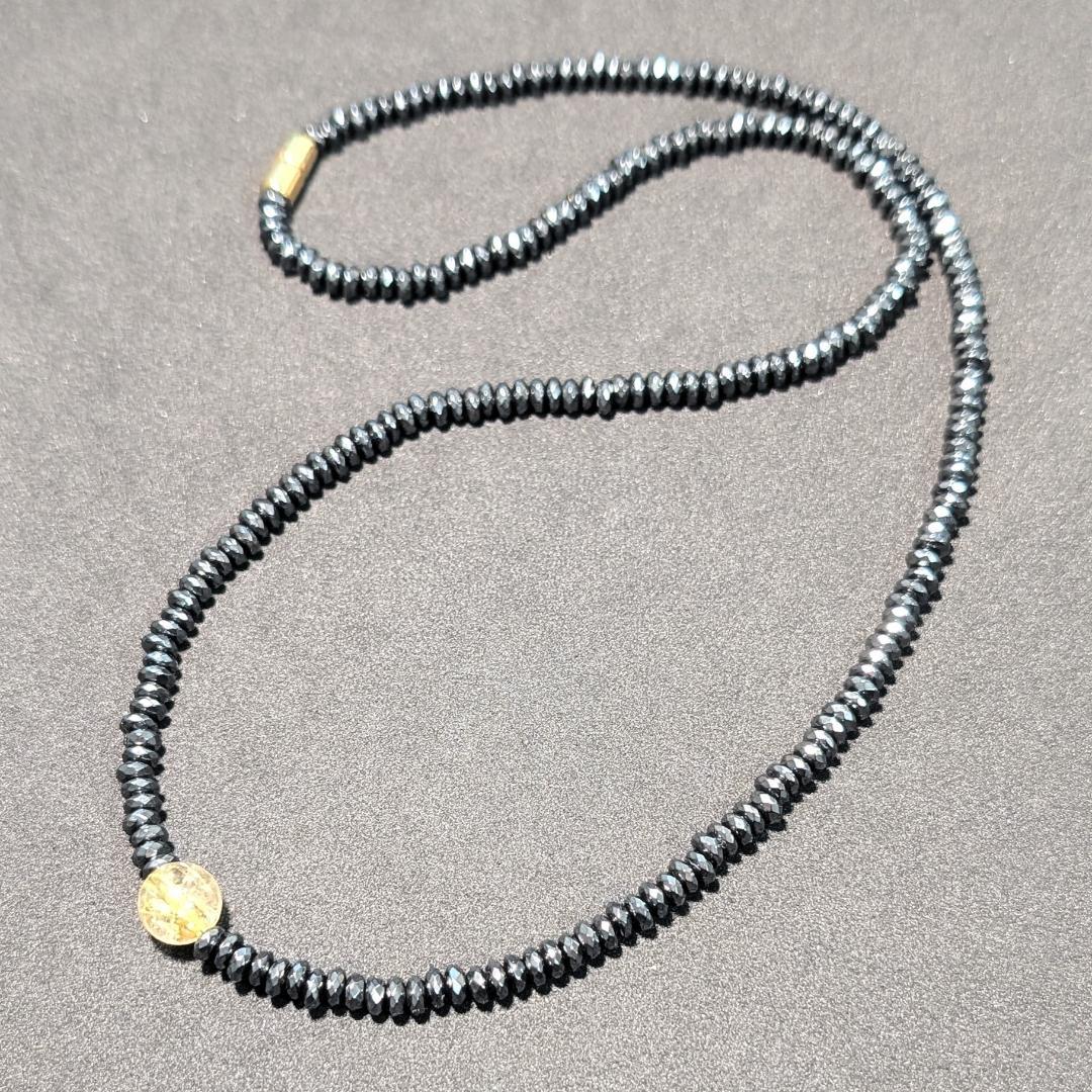 金運覚醒☆ゴールドルチル×ヘマタイト ネックレス｜開運 天然石 アクセサリー