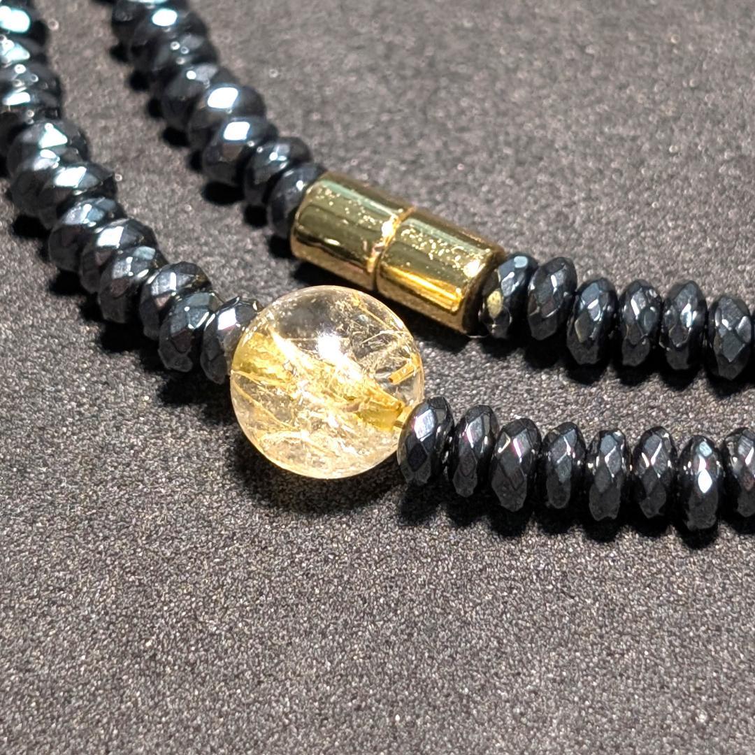 金運覚醒☆ゴールドルチル×ヘマタイト ネックレス｜開運 天然石 アクセサリー