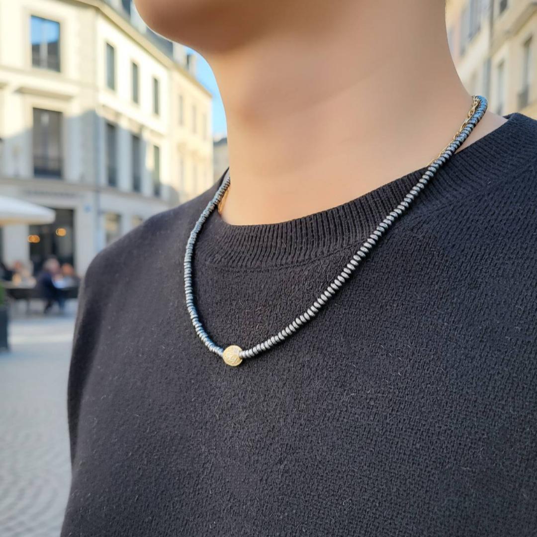 金運覚醒☆ゴールドルチル×ヘマタイト ネックレス｜開運 天然石 アクセサリー