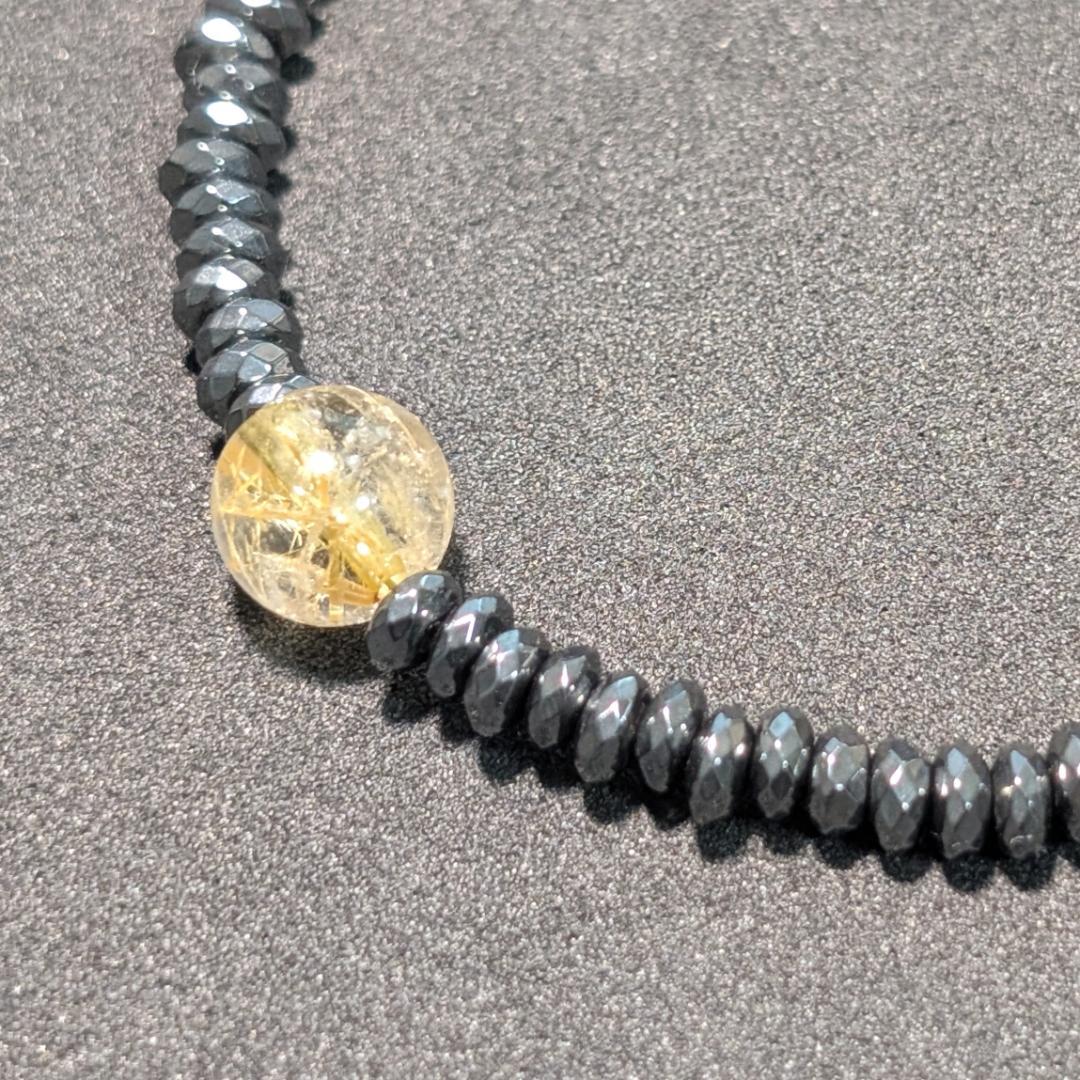 金運覚醒☆ゴールドルチル×ヘマタイト ネックレス｜開運 天然石 アクセサリー