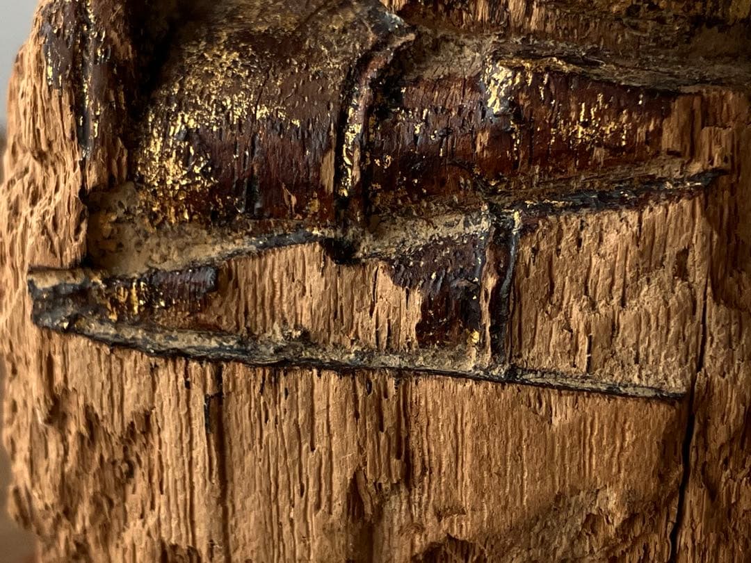 【おはよう仏 18〜19世紀頃 タイ北部 ランナー地方 木彫金箔坐仏】骨董仏像