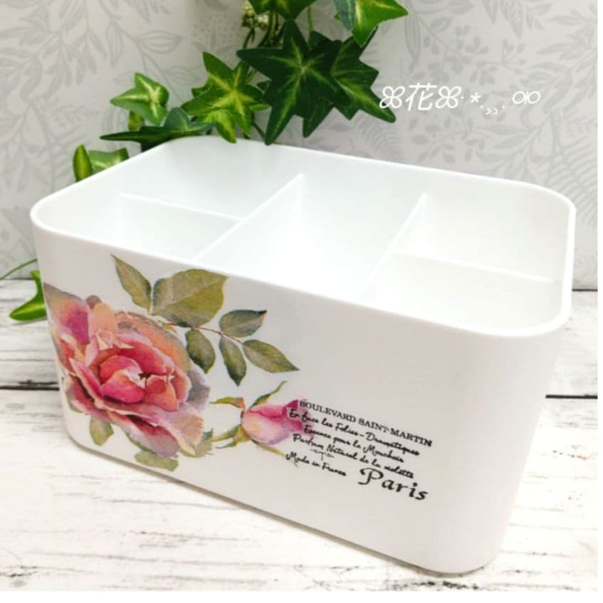 デコパージュ ꔛ‬ꕤ 仕切り収納ケース♡薔薇♡小物入れ♡インテリア雑貨