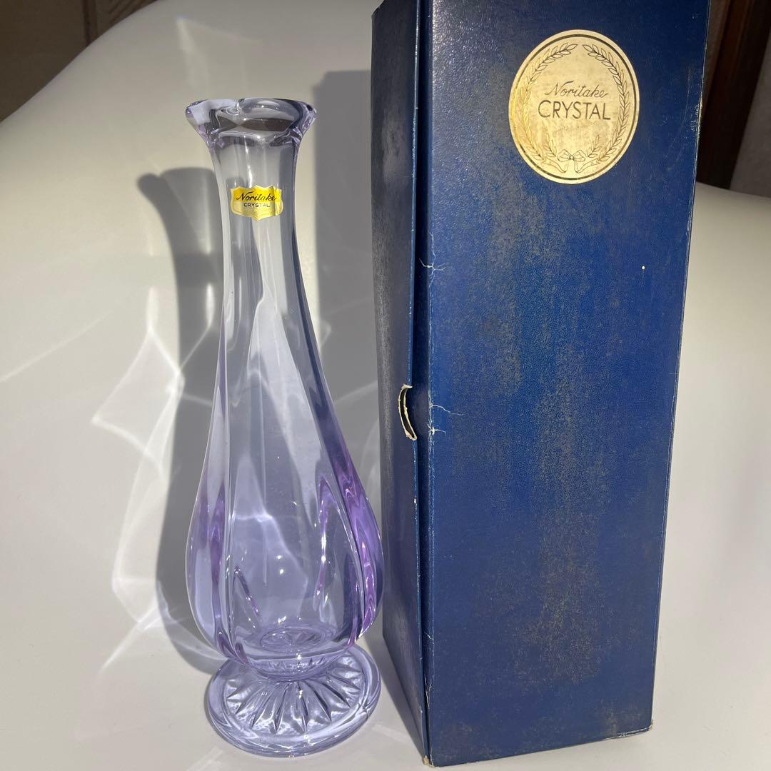 アレキサンドライト ノリタケクリスタル花瓶 ガラスの宝石 新品元箱 ヴィンテージ