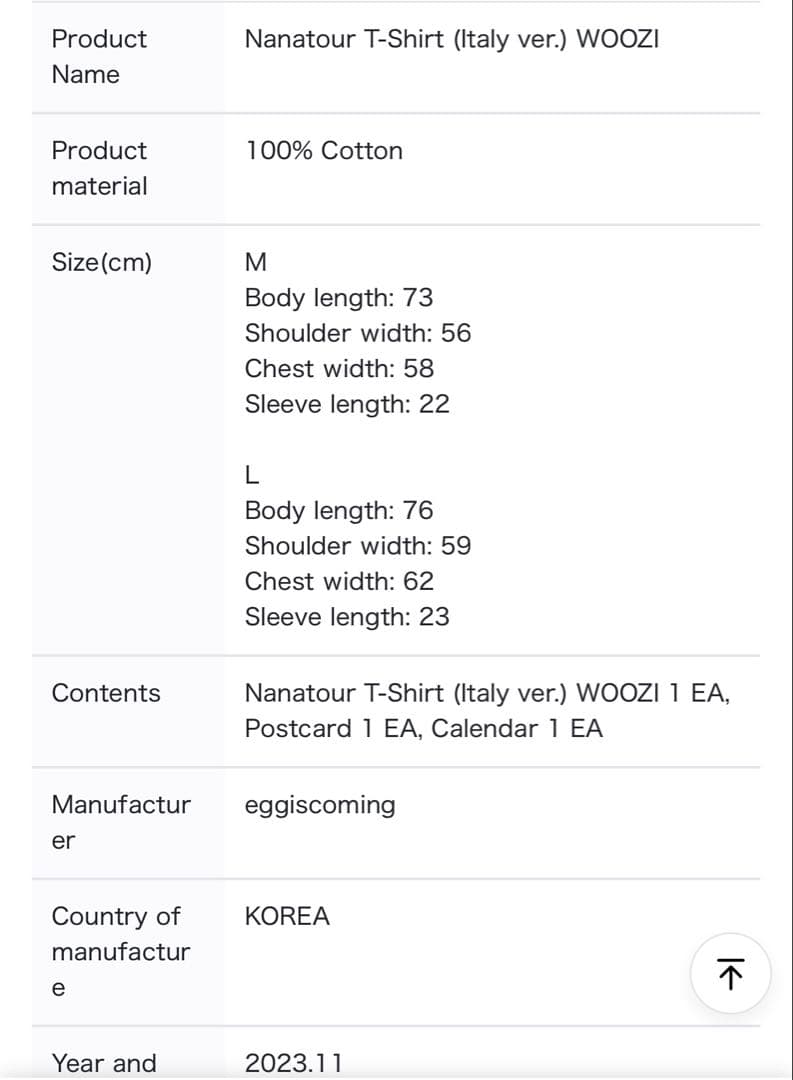 WOOZI NANATOUR Tシャツ ITALY ver ウジ ナナツアー
